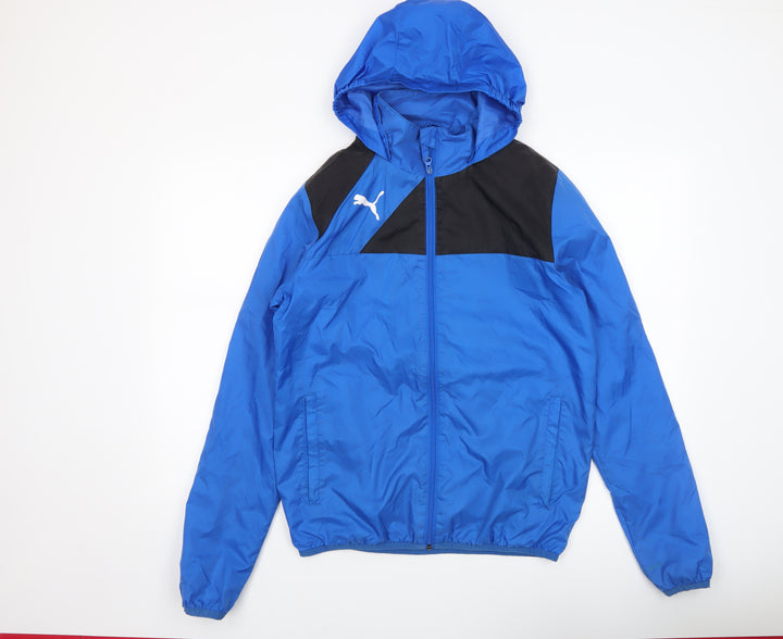 Puma Mens Blue Windbreaker Hooded Full Zip Sports Jacket Size S