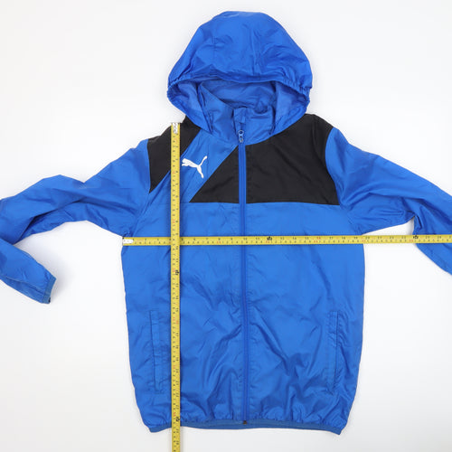 Puma Mens Blue Windbreaker Hooded Full Zip Sports Jacket Size S