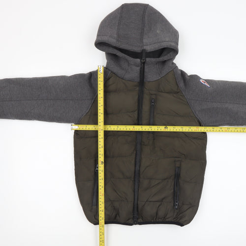 Invicta Boys Grey & Green Hooded Puffer Jacket 10 Years Polyester