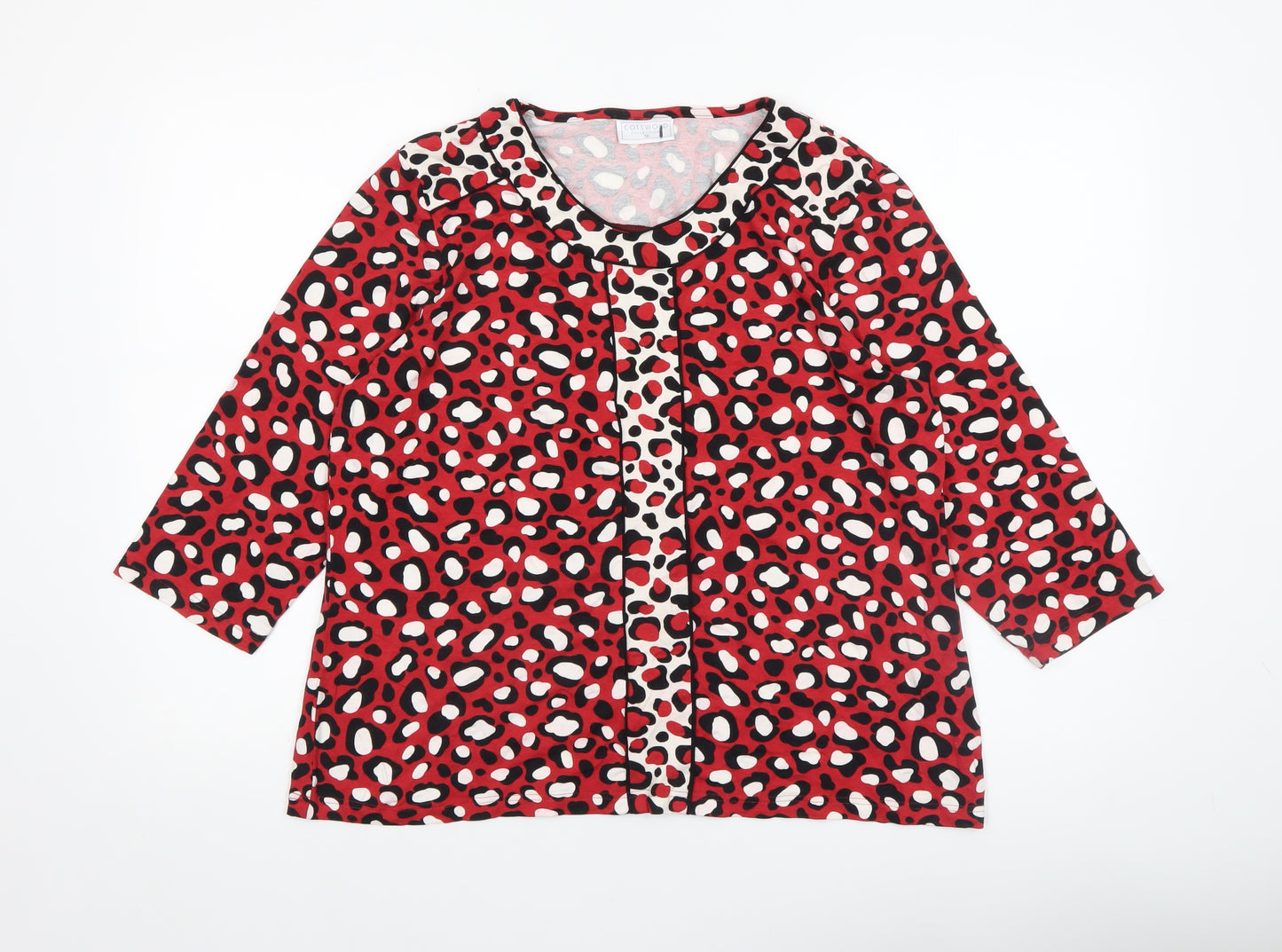 Cotswold Collections Womens Red Animal Print 3/4 Sleeve Tunic Blouse Size 18