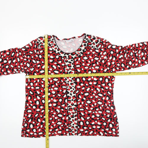 Cotswold Collections Womens Red Animal Print 3/4 Sleeve Tunic Blouse Size 18