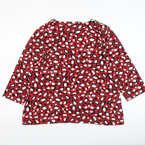 Cotswold Collections Womens Red Animal Print 3/4 Sleeve Tunic Blouse Size 18