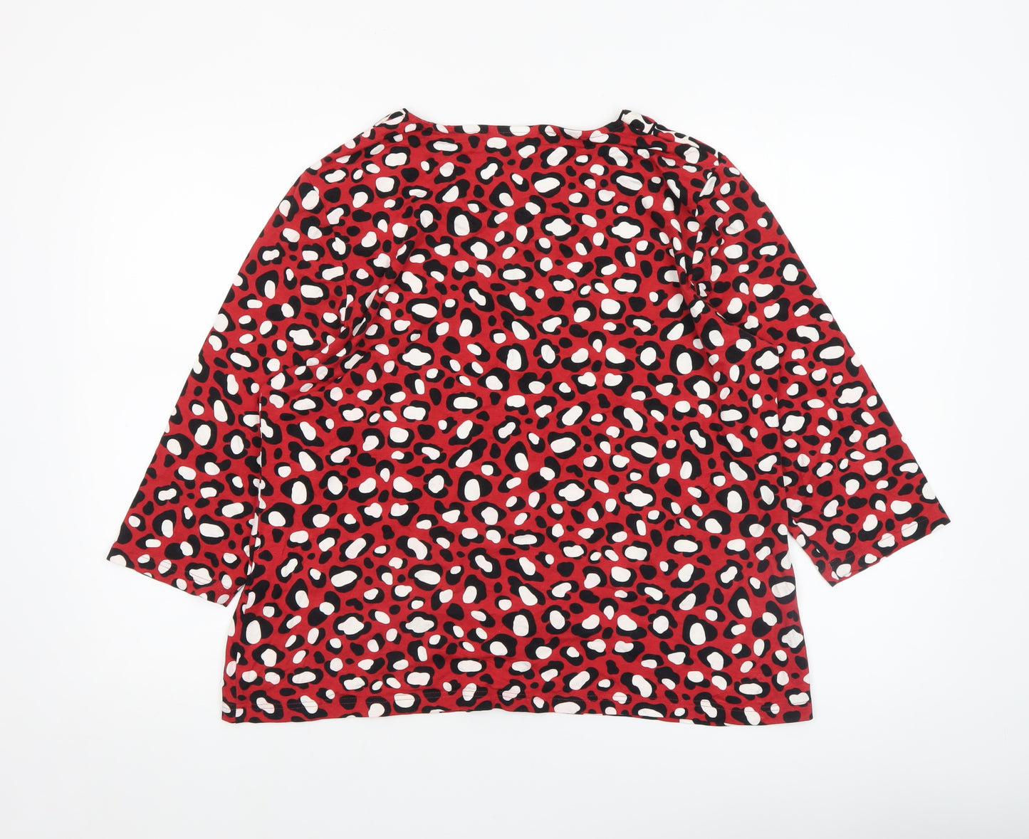 Cotswold Collections Womens Red Animal Print 3/4 Sleeve Tunic Blouse Size 18