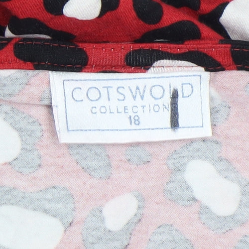Cotswold Collections Womens Red Animal Print 3/4 Sleeve Tunic Blouse Size 18