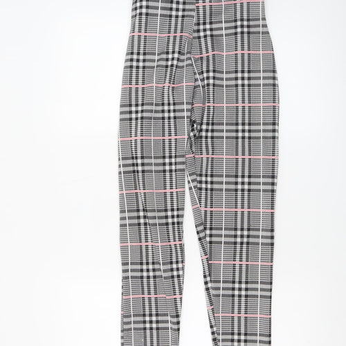 Quiz Women’s Grey Check Paperbag High Waist Tapered Trousers Size 6