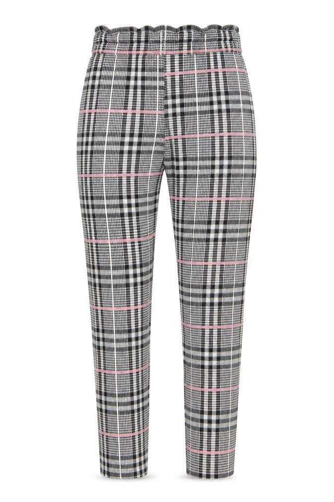 Quiz Women’s Grey Check Paperbag High Waist Tapered Trousers Size 6