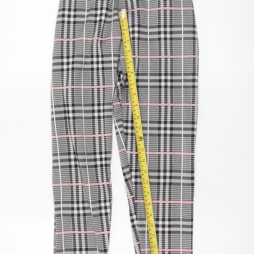 Quiz Women’s Grey Check Paperbag High Waist Tapered Trousers Size 6