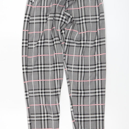 Quiz Women’s Grey Check Paperbag High Waist Tapered Trousers Size 6