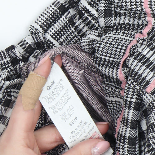 Quiz Women’s Grey Check Paperbag High Waist Tapered Trousers Size 6