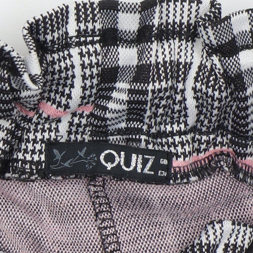 Quiz Women’s Grey Check Paperbag High Waist Tapered Trousers Size 6