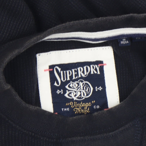 Superdry Women's Black Cropped Knit Long Sleeve Brooklyn T-Shirt Size 8