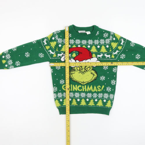 The Grinch Boys Green Christmas Jumper 3-4 Years Crew Neck Knit
