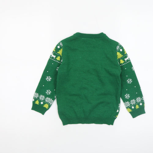 The Grinch Boys Green Christmas Jumper 3-4 Years Crew Neck Knit