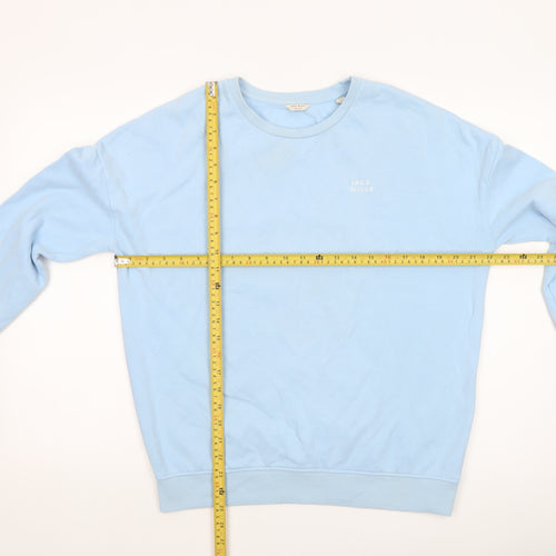 Jack Wills Women Blue UK 8 Cotton Blend Crew Neck Pullover Sweatshirt