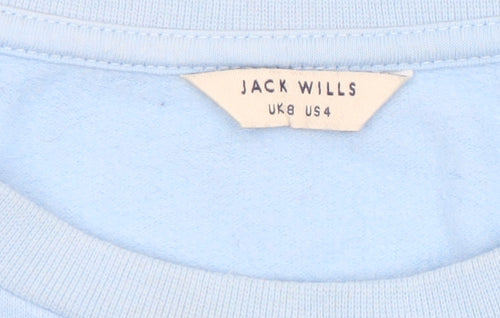 Jack Wills Women Blue UK 8 Cotton Blend Crew Neck Pullover Sweatshirt