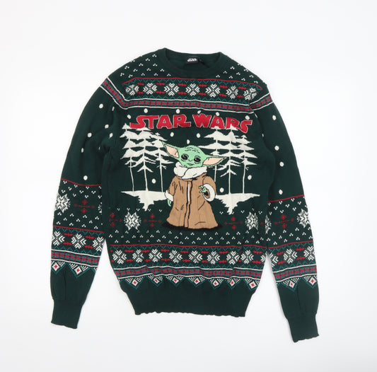 Star Wars Men's Green Small Christmas Crew Neck Jumper