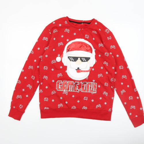 Dunnes Stores Men's Red Christmas Gamer Santa Sweatshirt XS
