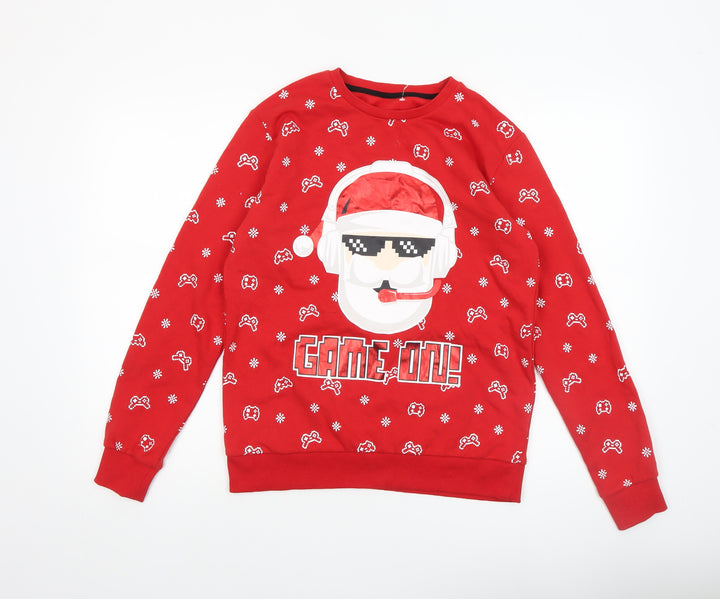 Dunnes Stores Men's Red Christmas Gamer Santa Sweatshirt XS