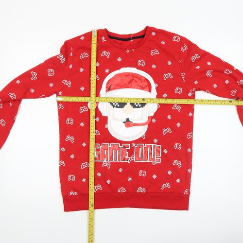 Dunnes Stores Men's Red Christmas Gamer Santa Sweatshirt XS