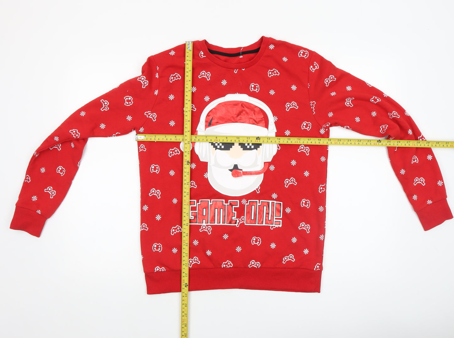 Dunnes Stores Men's Red Christmas Gamer Santa Sweatshirt XS