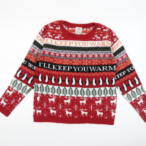 River Island Womens Red Christmas Fair Isle Jumper Size S