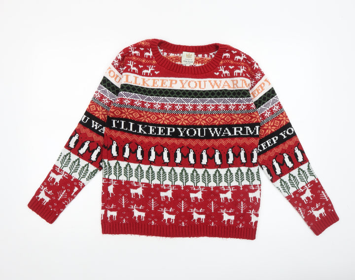 River Island Womens Red Christmas Fair Isle Jumper Size S