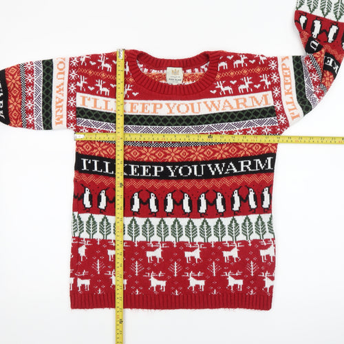 River Island Womens Red Christmas Fair Isle Jumper Size S