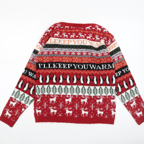 River Island Womens Red Christmas Fair Isle Jumper Size S