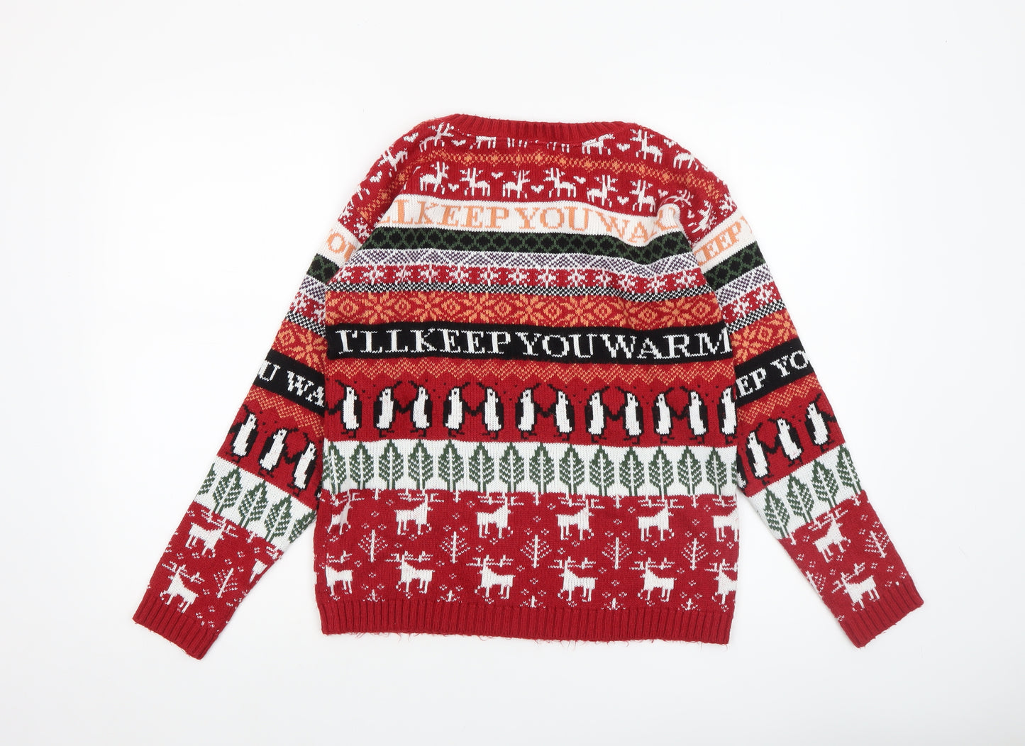 River Island Womens Red Christmas Fair Isle Jumper Size S