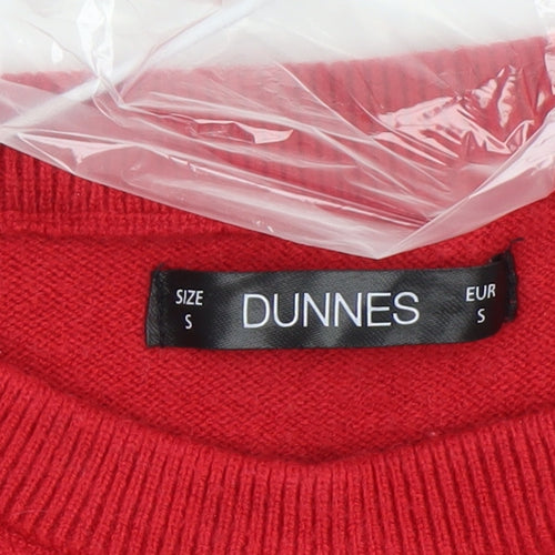 Dunnes Women's Red Christmas Reindeer Fair Isle Knit Jumper Size S