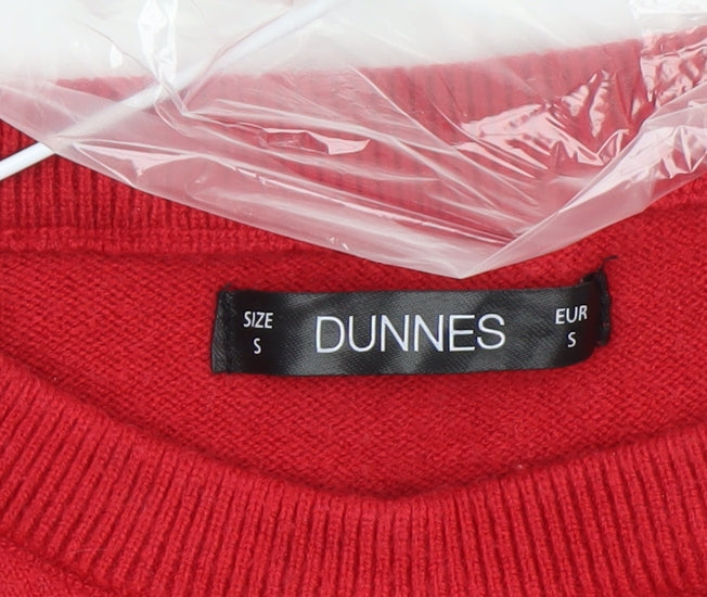 Dunnes Women's Red Christmas Reindeer Fair Isle Knit Jumper Size S