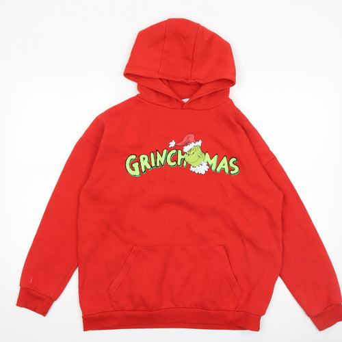 The Grinch Boys Red Pullover Hoodie 12-13 Years Christmas Graphic Print
