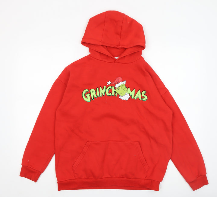 The Grinch Boys Red Pullover Hoodie 12-13 Years Christmas Graphic Print
