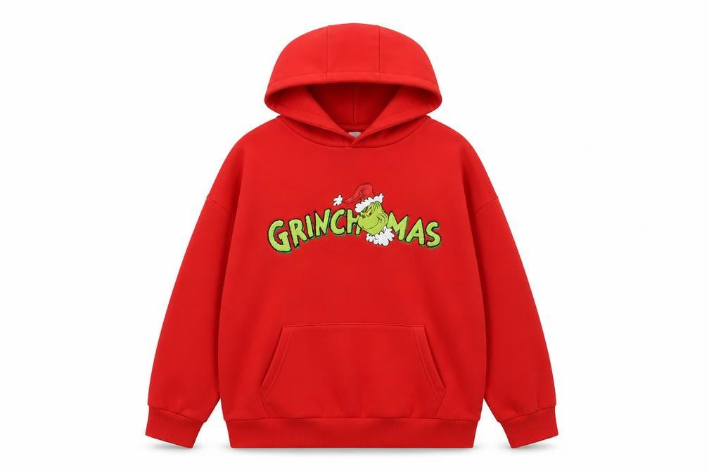 The Grinch Boys Red Pullover Hoodie 12-13 Years Christmas Graphic Print