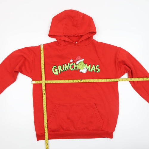 The Grinch Boys Red Pullover Hoodie 12-13 Years Christmas Graphic Print