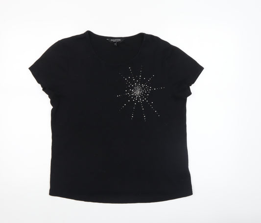 Debenhams Collection Women's Black Size 16 Cotton Studded T-Shirt