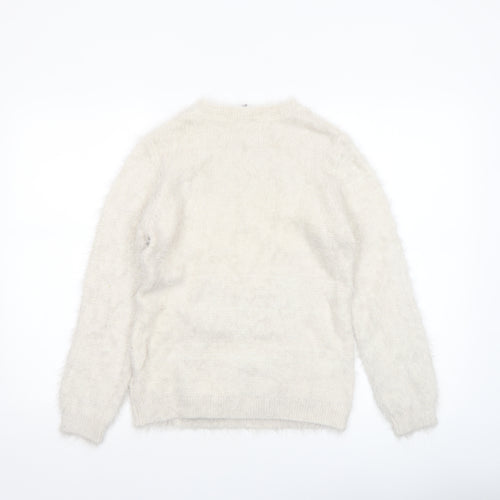 Fluid Girls Ivory Penguin Christmas Jumper 11-12 Years Pullover Knit