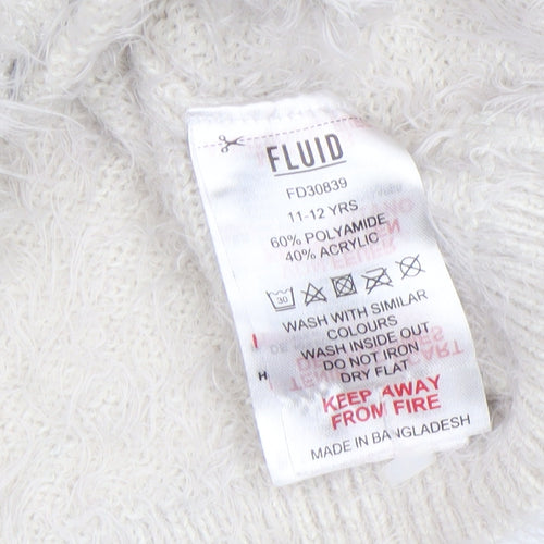 Fluid Girls Ivory Penguin Christmas Jumper 11-12 Years Pullover Knit