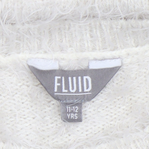 Fluid Girls Ivory Penguin Christmas Jumper 11-12 Years Pullover Knit