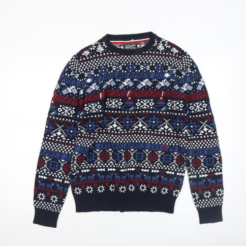 Petrol Industries Men's Multicoloured Fair Isle Cotton Jumper Size S
