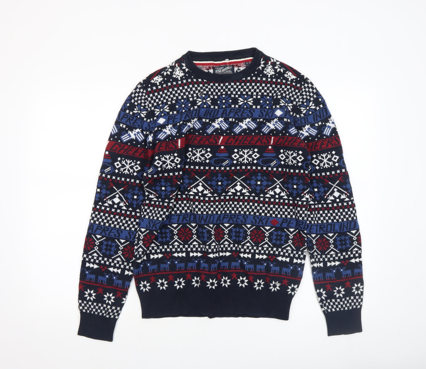 Petrol Industries Men's Multicoloured Fair Isle Cotton Jumper Size S
