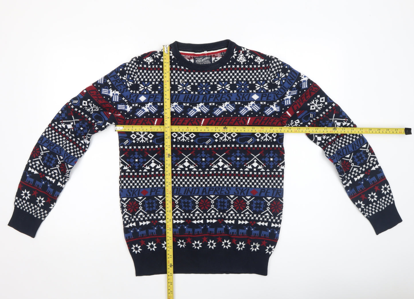 Petrol Industries Men's Multicoloured Fair Isle Cotton Jumper Size S