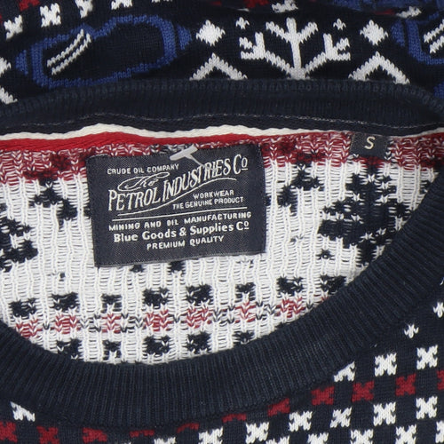 Petrol Industries Men's Multicoloured Fair Isle Cotton Jumper Size S