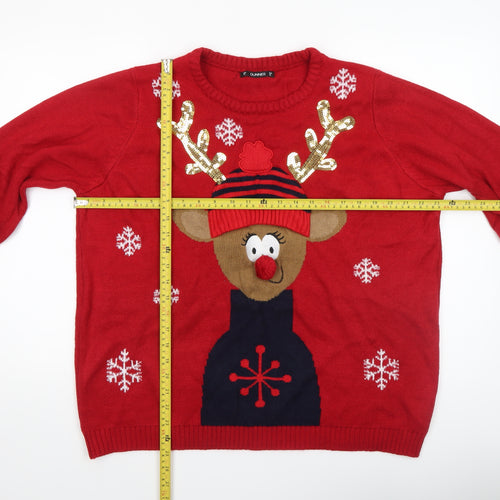 Dunnes Men Red XL Reindeer Christmas Knit Jumper