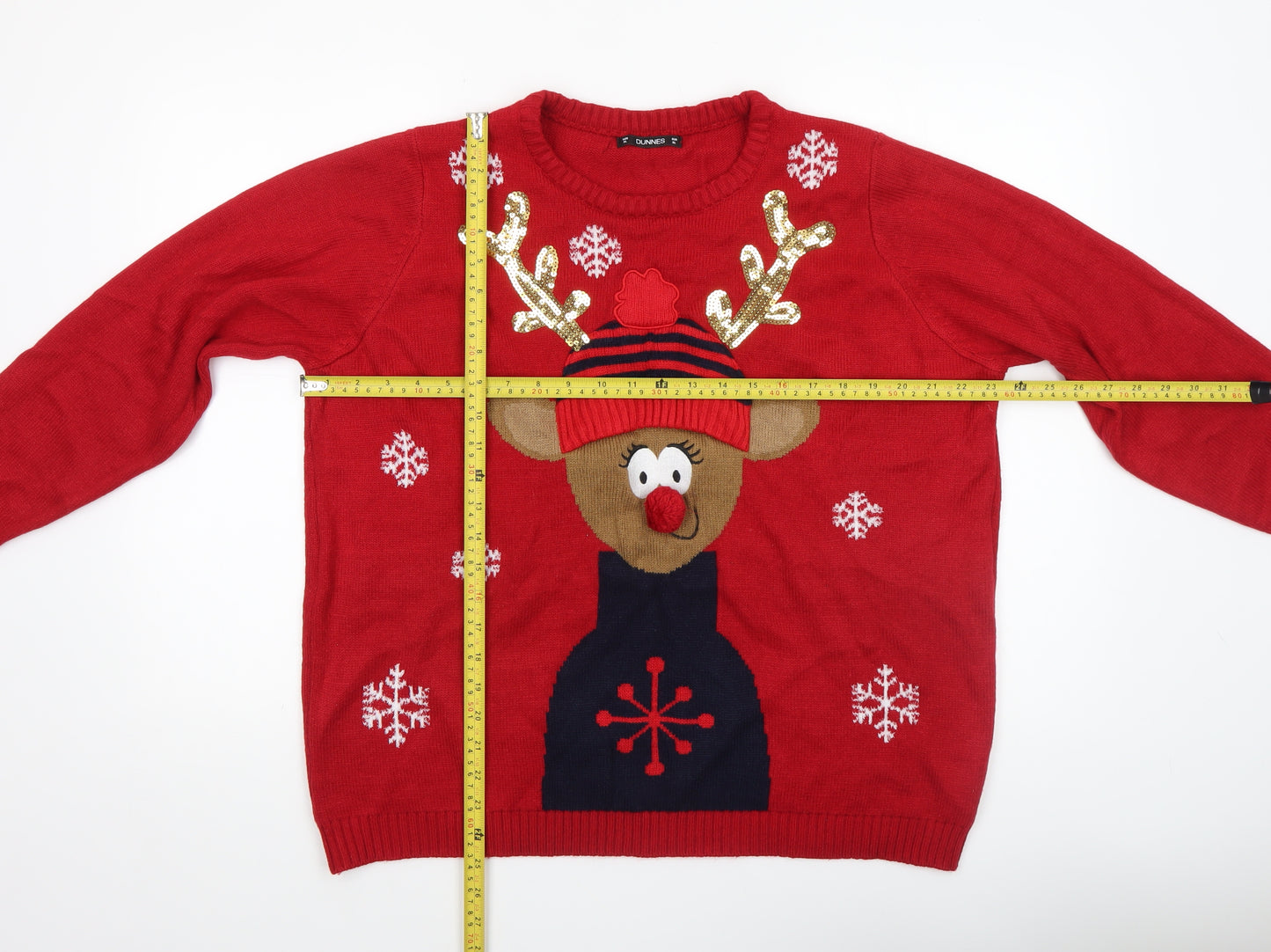 Dunnes Men Red XL Reindeer Christmas Knit Jumper