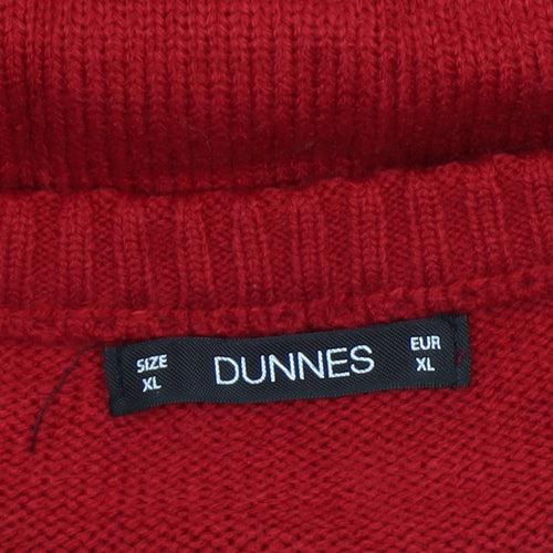 Dunnes Men Red XL Reindeer Christmas Knit Jumper