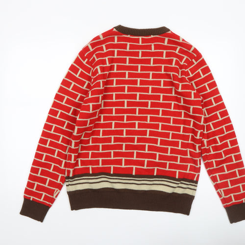 Cheesy Christmas Jumpers Men Red M Fireplace Funny Xmas Pullover Sweater