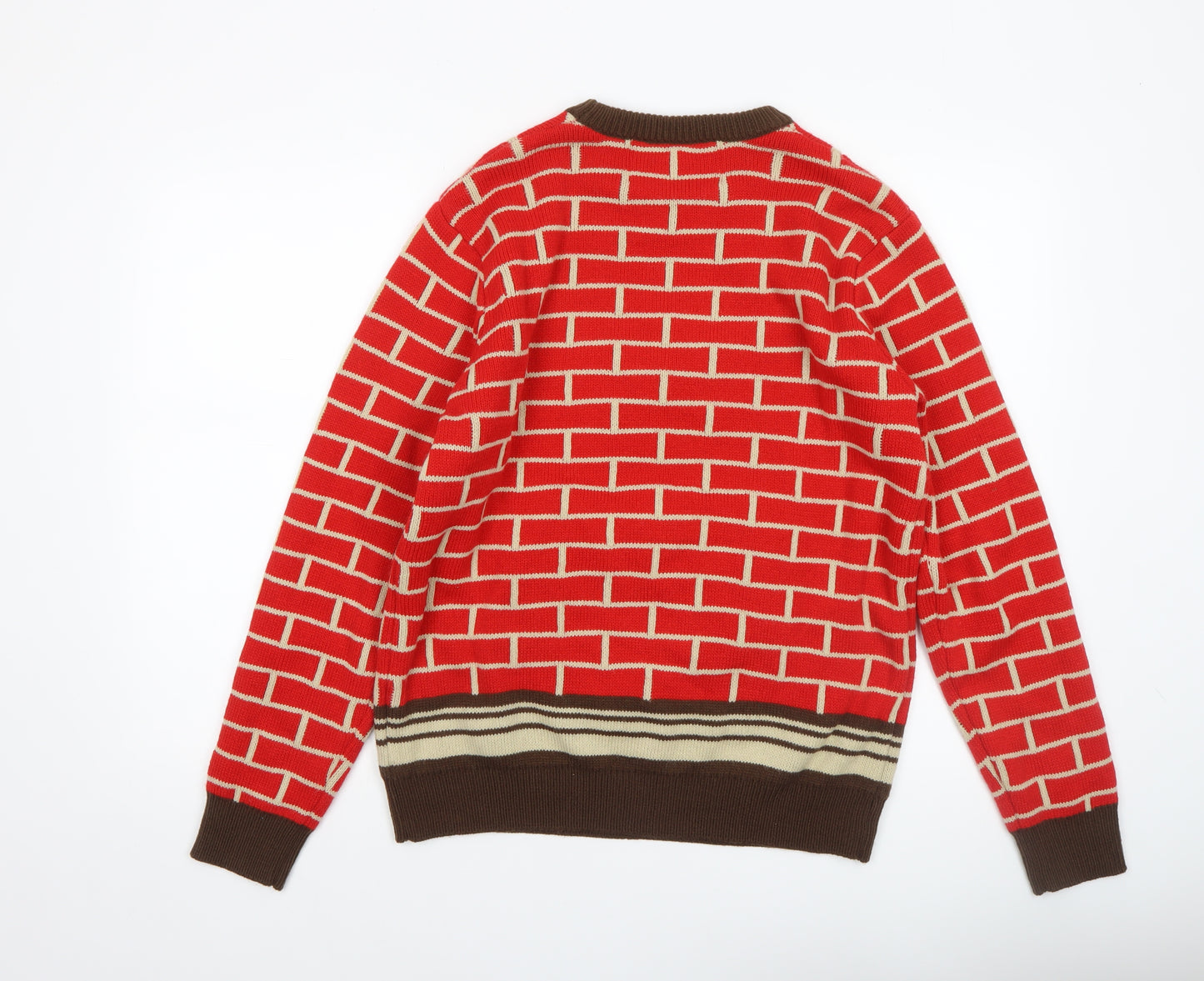 Cheesy Christmas Jumpers Men Red M Fireplace Funny Xmas Pullover Sweater