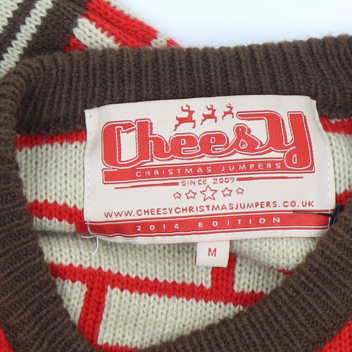 Cheesy Christmas Jumpers Men Red M Fireplace Funny Xmas Pullover Sweater