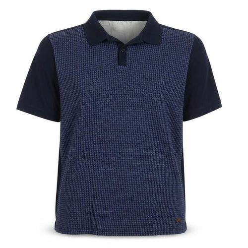 Hammond & Co Men’s Blue Houndstooth Polo Shirt Size L Cotton Blend